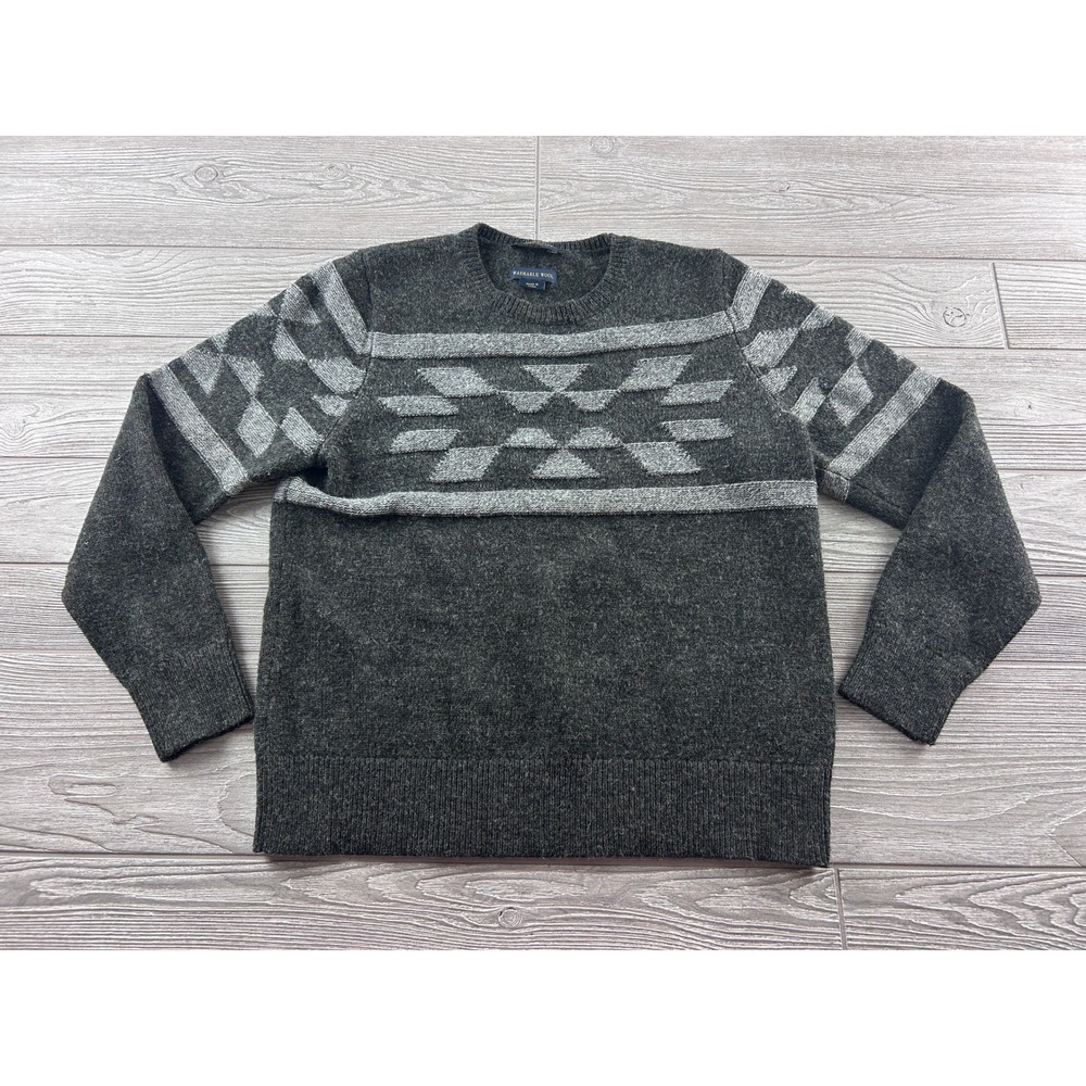Pendleton Mens Washable Wool Blend Southwestern Geometric Sweater Gray Large